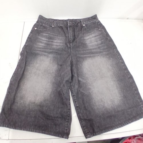MENS BAGGY WIDE LEG JEAN SHORTS -MEDIUM/LARGE - BLACK image 3