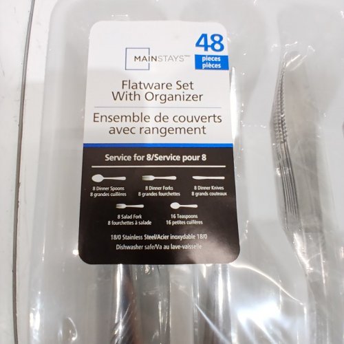 48PC MAINSTAYS STAINLESS STEEL SWIRL FLATWARE SET WITH ORGANIZER -SILVER/WHITE (MODEL:MS-S3-6233) image 3
