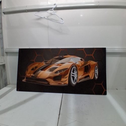 FEELYOU AUTOMOTIVE RACE CAR CANVAS WALL ART - 2FT X 4FT - ORANGE/BLACK image 2