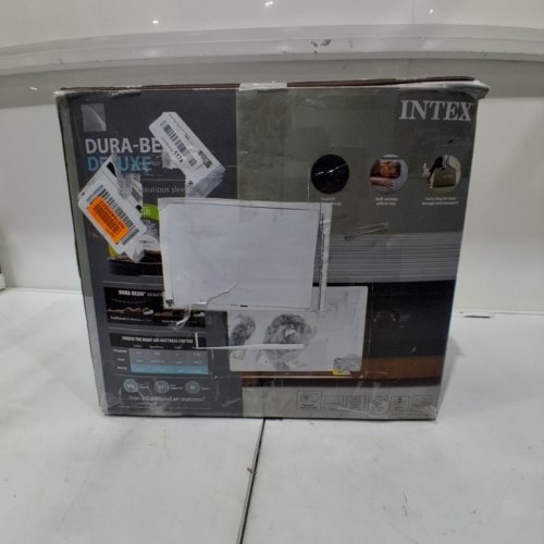 INTEX DURA-BEAM SERIES DELUXE COMFORT PLUSHFIBER-TECH INFLATABLE AIR MATTRESS WITH INTERNAL ELECTRIC PUMP - 18" - QUEEN - GREY (MODEL: AP619D/64413ED) image 7