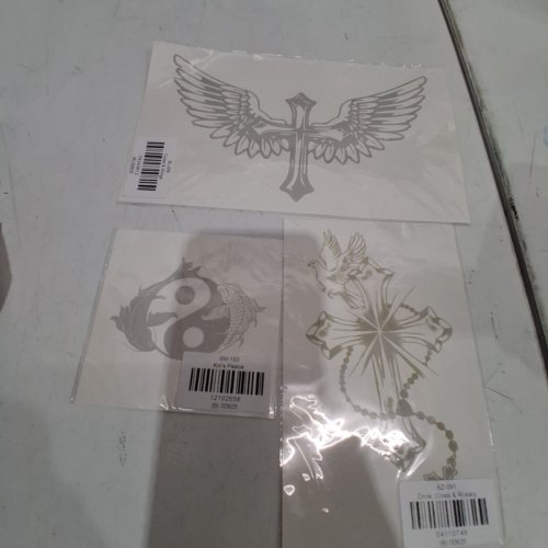 3PC EZINK ASSORTED LONG LASTING TEMPORARY TATTOOS - BLACK image 3