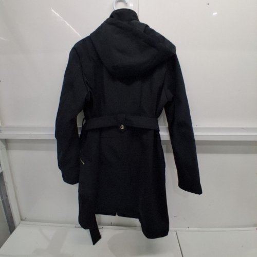 WOMEN'S GUESS BELTED SOFTSHELL COAT WITH HOOD TRANSITIONAL JACKET - LARGE - BLACK image 3
