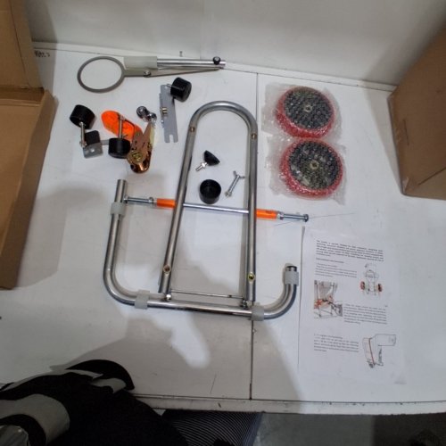 HEAVY DUTY STAINLESS STEEL FOLDABLE TOILET DOLLY LIFT - 18" X 18" - SILVER/ORANGE image 2