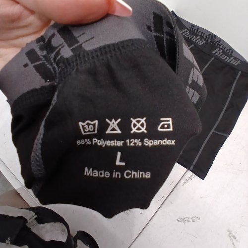 3PK RUNHIL MENS STRETCH ATHLETIC COMPRESSION SHORTS- LARGE - BLACK image 2