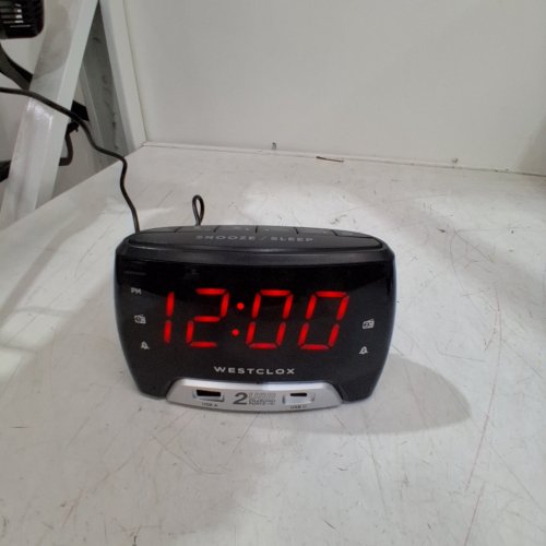 WESTCLOX FM CLOCK RADIO - 1.4"; 2 USB CHARGING PORTS - BLACK (MODEL: 80227CCN) image 2