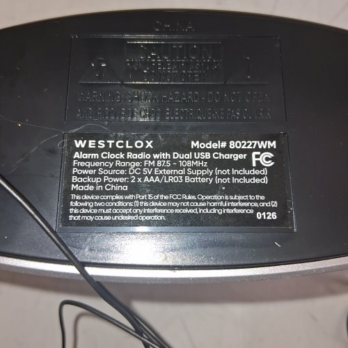 WESTCLOX FM CLOCK RADIO - 1.4"; 2 USB CHARGING PORTS - BLACK (MODEL: 80227CCN) image 6