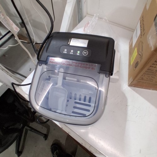 EUHOMY COUNTERTOP ICE MAKER MACHINE WITH HANDLE, BASKET AND SCOOP - MAKES 26LBS PER DAY - STAINLESS STEEL - (MODEL: IM001-BSI-CAEH / IM-06S) image 3