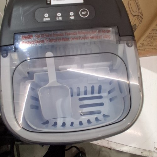 EUHOMY COUNTERTOP ICE MAKER MACHINE WITH HANDLE, BASKET AND SCOOP - MAKES 26LBS PER DAY - STAINLESS STEEL - (MODEL: IM001-BSI-CAEH / IM-06S) image 4