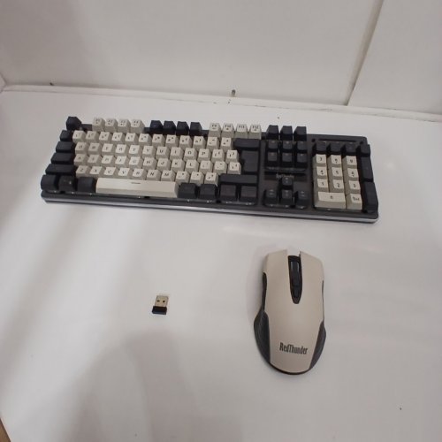 2PC REDTHUNDER RGB WIRELESS KEYBOARD & MOUSE SET - GREY & BEIGE (MODEL: K10 / M10) image 5