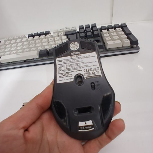 2PC REDTHUNDER RGB WIRELESS KEYBOARD & MOUSE SET - GREY & BEIGE (MODEL: K10 / M10) image 6