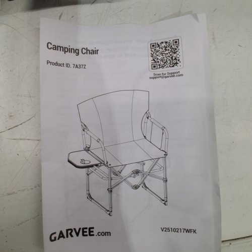 2PK GARVEE OVERSIZED DIRECTORS PORTABLE CAMPING CHAIR - 400 LBS MAX - BLACK / GREY (MODEL: 7A37Z) image 2