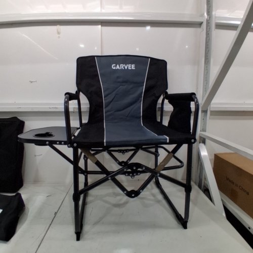 2PK GARVEE OVERSIZED DIRECTORS PORTABLE CAMPING CHAIR - 400 LBS MAX - BLACK / GREY (MODEL: 7A37Z) image 4