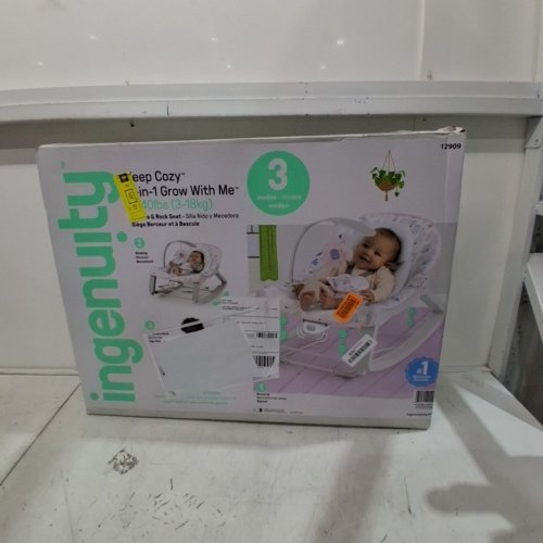 INGENUITY KEEP COZY 3-IN-1 GROW WITH ME VIBRATING BOUNCE & ROCK SEAT - 6-40LBS MAX - PINK/GREY (MODEL: 12909) image 2