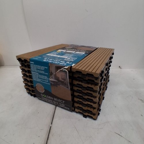 8PK GOLDEN SELECT COMPOSITE DECK TILES - 12" X 12" (EACH) - 7.7 SQ.FT - BROWN (MODEL: 2008954) image 2
