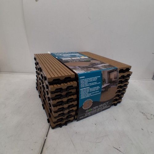 8PK GOLDEN SELECT COMPOSITE DECK TILES - 12" X 12" (EACH) - 7.7 SQ.FT - BROWN (MODEL: 2008954) image 3