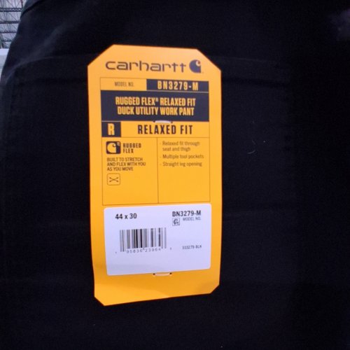 MEN'S CARHARTT RUGGED FLEX RELAXED FIT DUCK DUNGAREE PANT - 44W X 30 L - BLACK (MODEL:BN3279-M) image 2