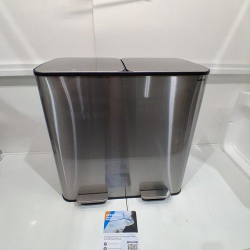 GARVEE DUAL COMPARTMENT STEP PEDDAL SOFT-CLOSE LID TRASH CAN - 32L (16L + 16L) - STAINLESS STEEL /BLACK (MODEL: PHK_33UVXAS9) image 2