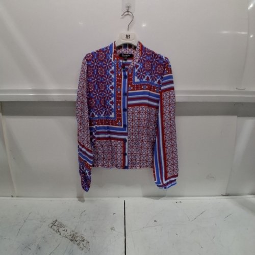 WOMEN'S BARILOCHE PATTERNED BUTTON-UP SHIRT - SMALL / MEDIUM - 38 - RED / BLUE / WHITE (STYLE : ALMAZUL) image 3