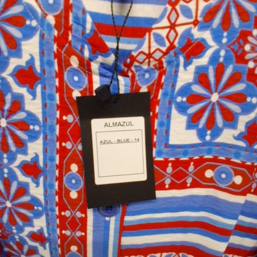 WOMEN'S BARILOCHE PATTERNED BUTTON-UP SHIRT - SMALL / MEDIUM - 38 - RED / BLUE / WHITE (STYLE : ALMAZUL) image 6
