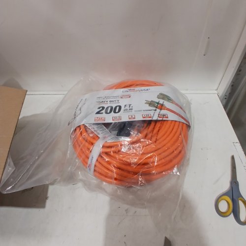 LIFESUPPLYUSA INDOOR/OUTDOOR WATERPROOF COLD-RESISTANT 3 PRONG EXTENSION CABLE CORD - 200FT - ORANGE image 2