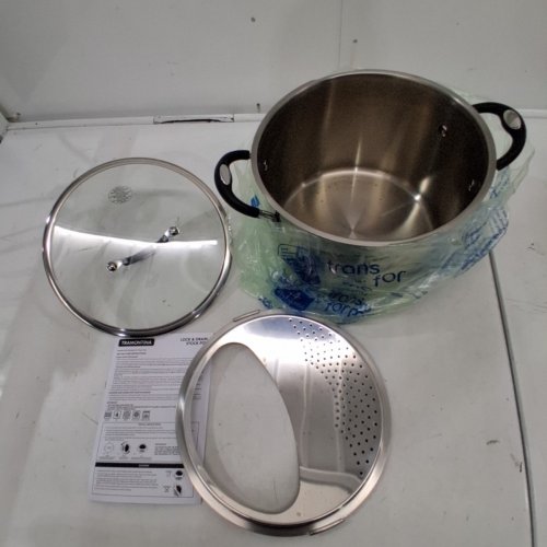 TRAMONTINA LOCK-N-DRAIN STOCK POT - TRI-PLY BASE - 8QT - STAINLESS STEEL image 2