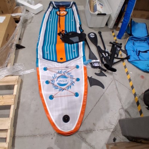 WNOVA STAND UP INFALATABLE PADDLE BOARD WITH CARRY BAG AND ACCESSORIES - LIGHT WOOD GRAIN - 11FT X 34" X 6" image 2