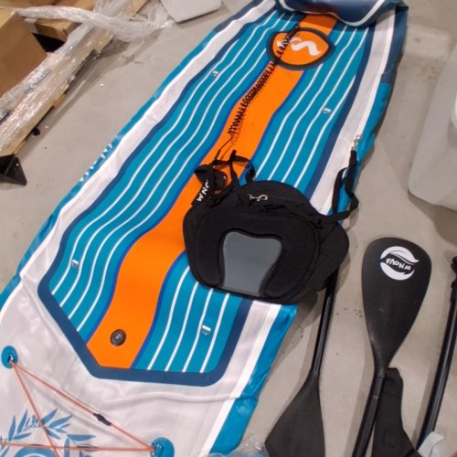 WNOVA STAND UP INFALATABLE PADDLE BOARD WITH CARRY BAG AND ACCESSORIES - LIGHT WOOD GRAIN - 11FT X 34" X 6" image 5