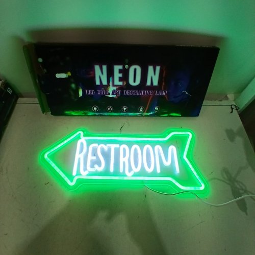 LED RESTROOM ARROW WALL SIGN - USB-POWERED - GREEN AND WHITE image 4