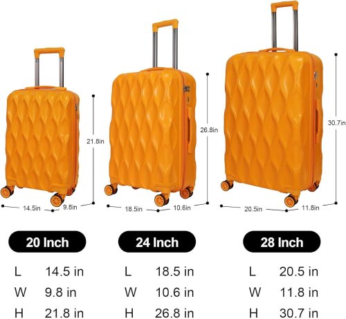 3PC OMBRY HARD SHELL SUITCASE WITH SPINNER - 28" | 24" | 20" - ORANGE - (MODEL: OM-11) image 2