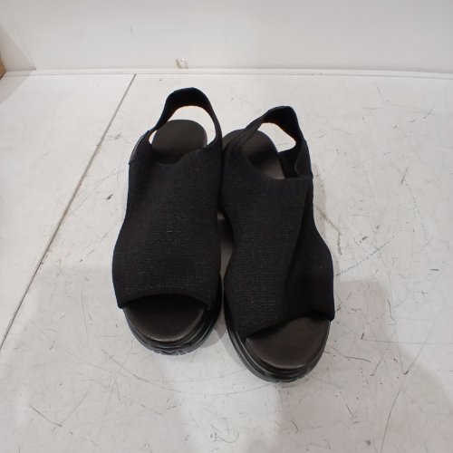 WOMEN'S PEEP TOE ANKLE BOOTIES CHUNKY HEELS CUTOUT SANDALS - SIZE 42 / 10.5-11 - BLACK image 4