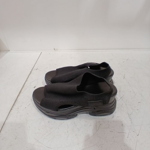 WOMEN'S PEEP TOE ANKLE BOOTIES CHUNKY HEELS CUTOUT SANDALS - SIZE 42 / 10.5-11 - BLACK image 5