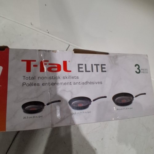 3PC T-FAL ELITE FRYING PAN SET - 8" - 9.75" - 11.25" BLACK (ITEM: 8877888) image 6