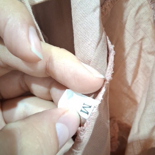 WOMEN'S LINEN CARGO PANTS - MEDIUM - BEIGE/PINK image 3