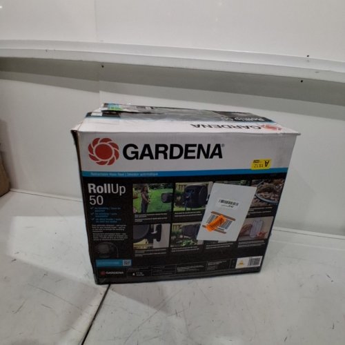 GARDENA ROLLUP WALL MOUNTED RETRACTABLE GARDEN HOSE REEL - 50FT - GRAY/BLUE - (MODEL: 20500-80) image 4