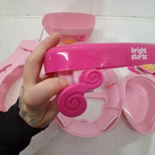 BRIGHT STARTS DISNEY PRINCESS MY SIZE POTTY 2-IN-1 SYSTEM FOR POTTY TRAINING WITH FLUSHING SOUNDS - 50LBS MAX - PINK (MODEL: 17555) image 2