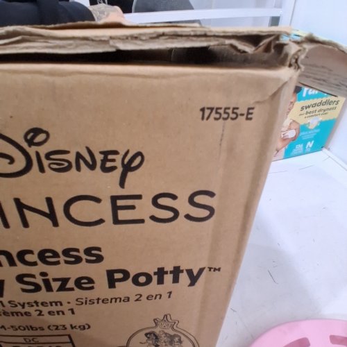BRIGHT STARTS DISNEY PRINCESS MY SIZE POTTY 2-IN-1 SYSTEM FOR POTTY TRAINING WITH FLUSHING SOUNDS - 50LBS MAX - PINK (MODEL: 17555) image 3
