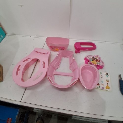 BRIGHT STARTS DISNEY PRINCESS MY SIZE POTTY 2-IN-1 SYSTEM FOR POTTY TRAINING WITH FLUSHING SOUNDS - 50LBS MAX - PINK (MODEL: 17555) image 4