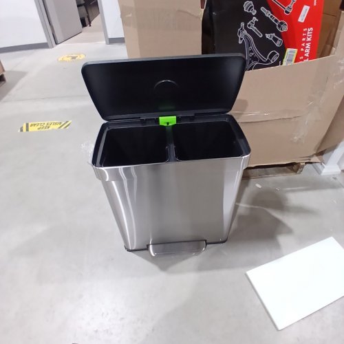 AMAZON BASICS RECTANGULAR RECYCLING AND TRASH STEP GARBAGE CAN - 60L - STAINLESS STEEL image 2