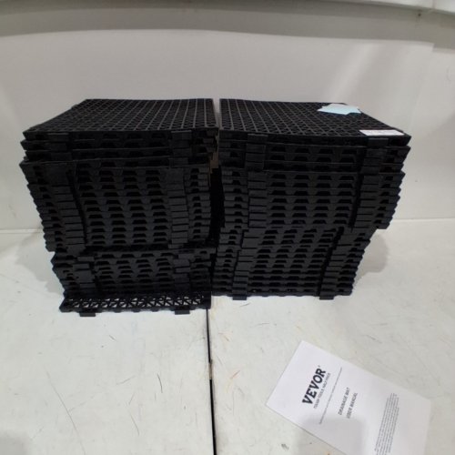 50PK VEVOR MODULAR INTERLOCKING CUSHION DRAINAGE FLOOR TILES MATS - 12" X 12" EACH - BLACK (MODEL: 30*30*1.5CM-B) image 3