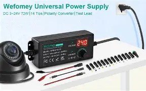 WEFOMEY UNIVERSAL POWER SUPPLY - 3-24V, 5A, 120W MAX -BLACK (MODEL: WFM-0917-120) image 2