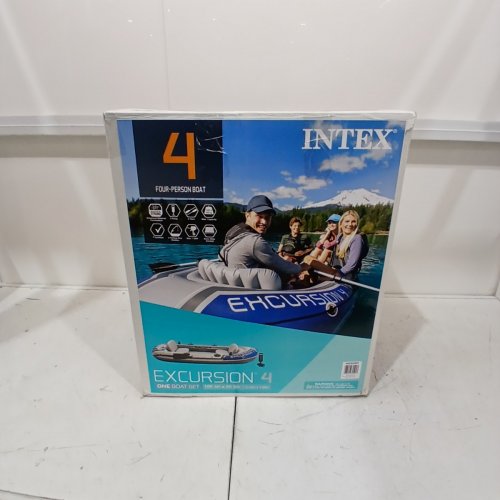 INTEX EXCURSION 4-PERSON INFLATABLE BOAT WITH ALUMINUM OARS & HAND PUMP, 1100LB RATING - GREY (MODEL: ‎68324EP) image 7