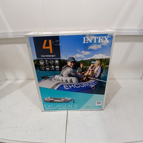 INTEX EXCURSION 4-PERSON INFLATABLE BOAT WITH ALUMINUM OARS & HAND PUMP, 1100LB RATING - GREY (MODEL: ‎68324EP) image 8