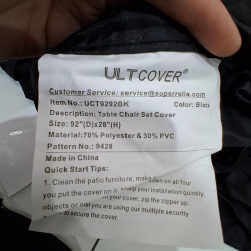 ULTCOVER WATERPROOF ROUND PATIO TABLE COVER - 92" X 28" - BLACK (MODEL: UCT9292BK) image 2