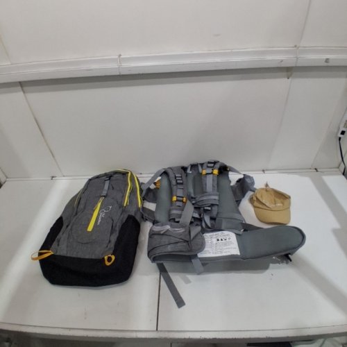 3PC BABY OUR EXPEDITION SHOULDER MOUNTED HIKING BAG - 40LB CAP - GREY/YELLOW image 2