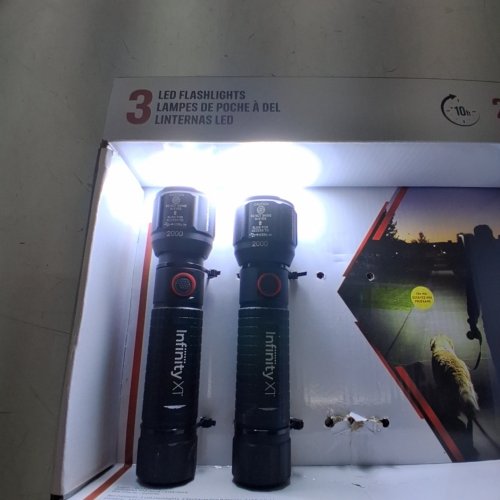 2PK INFINITY X1 RECHARGEABLE FLASHLIGHT - 2000 LUMEN - BLACK (MODEL: 2006753) image 2