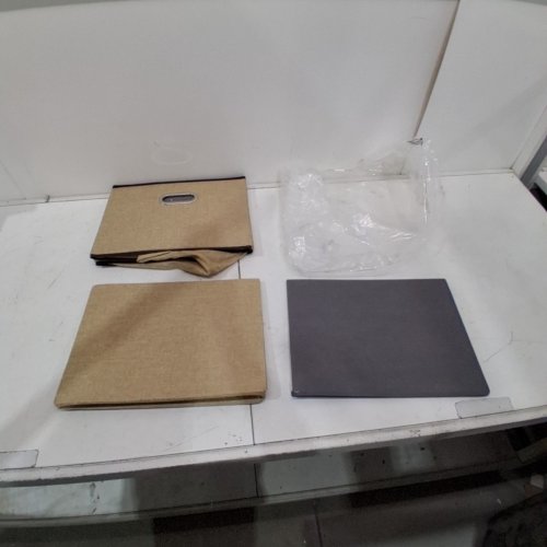collapsible FABRIC STORAGE BIN WITH LID - 23.5" X 15.5" X 12" - BEIGE/BROWN image 3