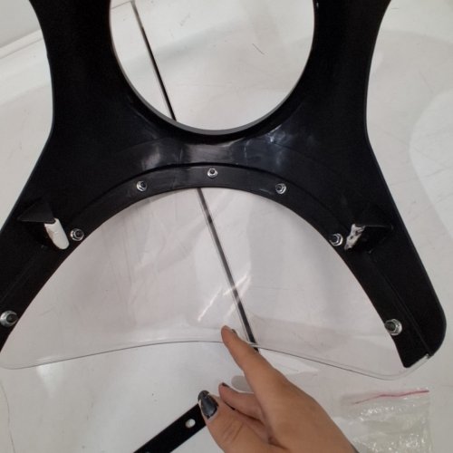 UNIVERSAL HEADLIGHT HANDLEBAR FAIRING WINDSHIELD - FITS HARLEY SPORTSTER BOBBER TOURING MOTORCYCLE - 7" - BLACK / CLEAR image 3