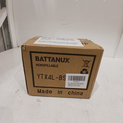 BATTANUX MOTORCYCLE BATTERY, NO TOOLS FOR INSTALLATION - 12V, 4AH - BLACK - (MODEL:YTX4L-BS) image 2