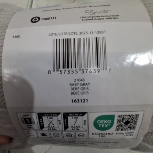 BERNAT BABY SPORT YARN - 1256 YARD - BABY GREY image 2