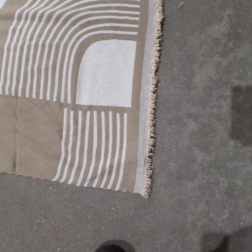 GEOMETRIC PATTERNED THROW BLANKET - 71" X 115" - BEIGE AND WHITE image 4